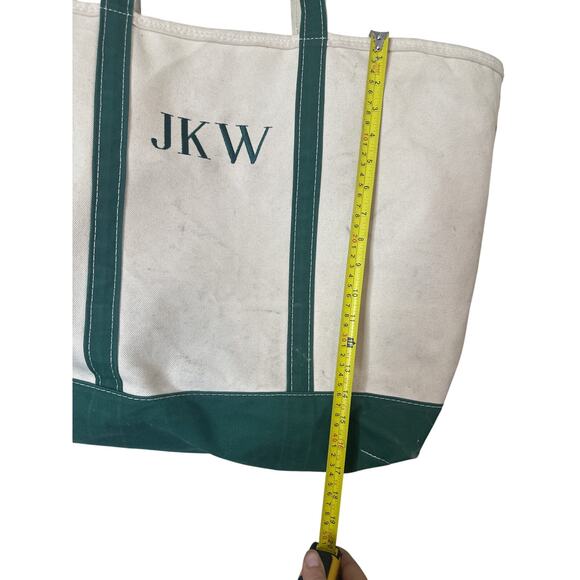 L.L.Bean Boat and Tote bag with green trim and the embroidered initials "JKW" - Picture 4 of 7